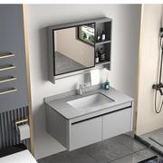 卫生间现代铝合金浴室柜带岩板洗手间洗漱台洗脸盆柜组合智能镜柜