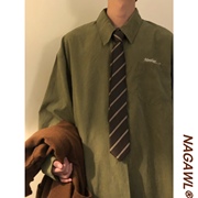 NAGAWL2023秋宽松美式复古绿色高级感长袖衬衫男cityboy外套