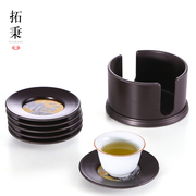 家用茶垫茶杯垫茶道o功夫杯托茶托创意茶具配件隔热垫套装黑檀实