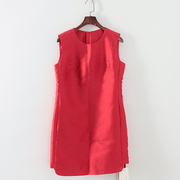 品牌系列 春夏女装库存折扣大红色时尚无袖连衣裙F1518C