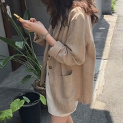 2021韩国棉麻学生西装外套女韩版宽松亚麻小西服英伦风上衣女