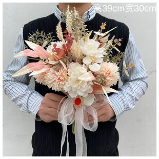 韩式新娘手捧花欧式婚纱照，拍摄伴娘手捧花，结婚婚礼白色手拿花束