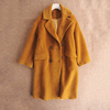 2020女装羊毛大衣纯色大气长袖西装领双排扣保暖大衣 Y4-01