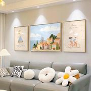 北欧客厅装饰画美景，现代简约风景沙发轻奢挂画肌理感小清新三联画