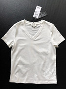 OL国内白色纯色V领纯棉宽松短袖T恤女 122101021