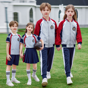 英伦风棒球服校服套装小学生纯棉春秋装一年级儿童班服幼儿园园服