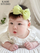 韩版婴幼儿头饰女宝宝周岁发饰小女孩可爱蝴蝶结发带婴儿满月头花