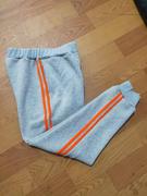 订做加绒加厚中小学生校服裤，冬季男女生浅灰色，加二道橘色杠运动裤