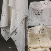 白色月季丝麻烧花棉麻布料，肌理半透垂感裙，衬衫开衫服装设计师面料
