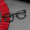 日本中金雕花眼镜 手工板材纯钛方框文艺范 青年近视眼镜架男女潮