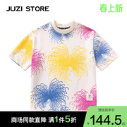 JUZI STORE童装粗针夏日花火中袖连衣裙女童1026501