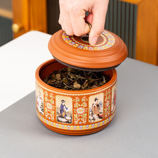 紫砂茶叶罐半斤装陶瓷，普洱醒茶罐，干果密封罐小号家用储物罐收纳盒
