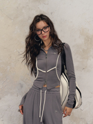 任敏同款PINPINPLUS原创美式拉链开衫垂感长裤气质秋季套装女