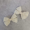 豆妈秋冬韩式甜美儿童发夹，奶白色蕾丝小蝴蝶结，对夹边夹刘海夹