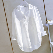 衬衫女2024春宽松设计感白色衬衣女休闲长袖小众独特别致上衣