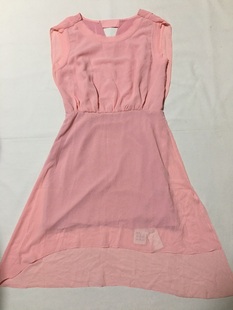 甜美粉色雪纺垂感连衣裙中裙，飘逸柔美气质优雅知性微瑕