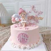 贝拉公主蛋糕装饰摆件天使，翅膀芭蕾女孩宝贝，生日烘焙甜品台配件