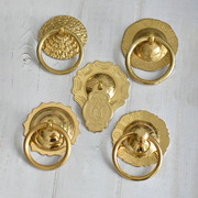 纯铜中式大门拉手老式古建庭院木门把手复古圆形拉环拉手仿古门环