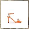 Mach & Mach 桔色镶钻女式时尚凉鞋高跟鞋9.5厘米细跟简约百搭