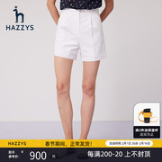 Hazzys哈吉斯白色短裤女英伦风夏季裤子女潮流休闲裤