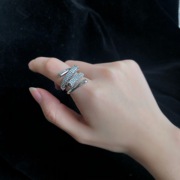 欧韩blingbling闪钻网红开口戒指，女时尚超火潮个性小众设计指环