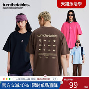 turnthetables美式撞色字母，印花短袖t恤纯棉，半袖宽松上衣情侣夏季