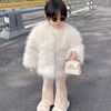 女童冬季毛毛外套2023韩版儿童，仿狐狸毛时尚(毛时尚，)洋气环保皮草大衣