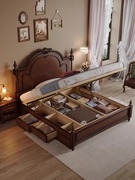 美式实木床复古轻奢双人大床，现代简约主卧欧式乡村风高端大气婚床