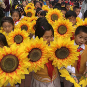 仿真向日葵花幼儿园舞蹈道具太阳花演出手拿花运动会开幕式道具花