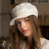 夏季薄款女透气蕾丝网纱海军贝雷帽帽子白色网红韩版潮时尚鸭舌帽
