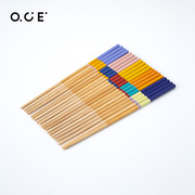 OCE色彩拼接竹筷家用筷子套装简约防滑单人木质火锅筷子餐具