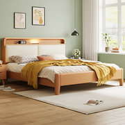全实木床双人床主卧软包1.8家用出租房储物1.5米大床1.2m单人床架