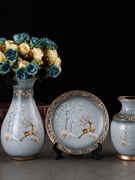 创意欧式花瓶摆件客厅插花瓶三件套陶瓷摆设餐桌玄关电视柜装饰品