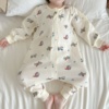 宝宝睡袋夏季纯棉长袖连体睡衣婴儿，双层泡泡纱布防踢被儿童空调服