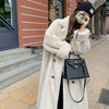 韩国慵懒风长款大衣女，冬季加厚仿水貂绒皮毛，一体环保皮草外套