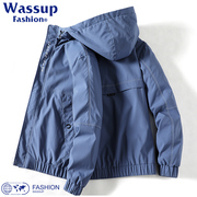 WASSUP OPERA联名潮牌春秋季港风男士连帽外套百搭薄款夹克