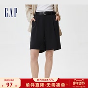 Gap女装夏季高腰宽松直筒西装裤短裤722887时尚通勤运动休闲裤