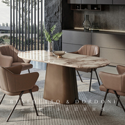 天然大理石餐桌奢石家用意式轻奢高端餐桌椅2024高级法式品牌