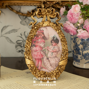 复古欧式金色玫瑰丝带镂空浮雕，树脂相框画框家居摆件墙面雕花装饰