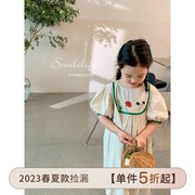 女童连衣裙2023夏季韩系文艺，复古公主裙少女，棉质长裙儿童裙子