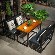 美式复古工业风做旧铁艺咖啡厅，卡座沙发西餐厅，酒吧休闲吧桌椅组合