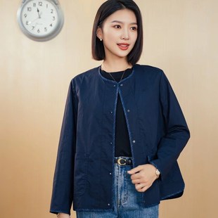 yun韫2023秋季女装圆领，韩版阔型长袖镶边，短外套通勤上衣2976