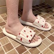夏季时尚学生室内用防滑防水居家浴室拖鞋，甜美风爱心凉拖鞋女