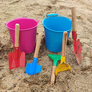 儿童沙滩玩具铁桶铁铲挖沙套装，宝宝玩沙戏水赶海小桶铲子植树工具