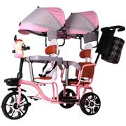 双人儿童三轮脚踏车，可带人双胞胎婴儿手推车，二胎轻便宝宝大号童车