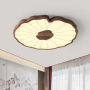 新中式卧室灯荷叶创意侘寂风复古客厅灯具实木餐厅茶室书房吸顶灯