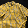 美式复古黄格子衬衫男士春夏款黄色格纹短袖衬衣男生打底半袖上衣