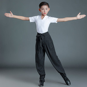 儿童拉丁舞服男童拉丁舞练功服上衣男孩演出训练服中大童长袖