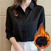 加绒加厚 秋冬黑色衬衫女长袖韩版设计感宽松工装百搭衬衣女