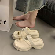 韩版厚底小个子凉拖鞋女鞋子，外穿2024年夏季时尚套趾增高凉鞋